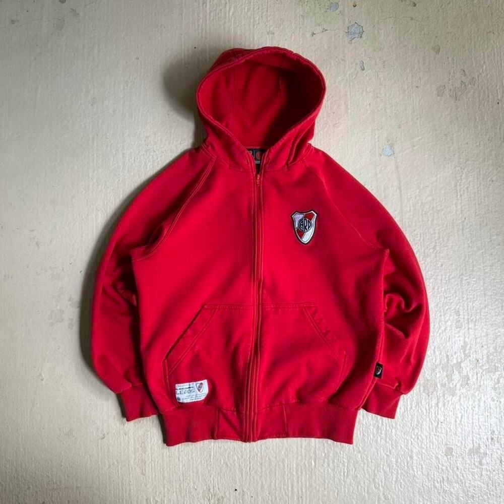 River Plate Monumental Men's L Zip Up Hoodie Futbol Soccer Sports Red